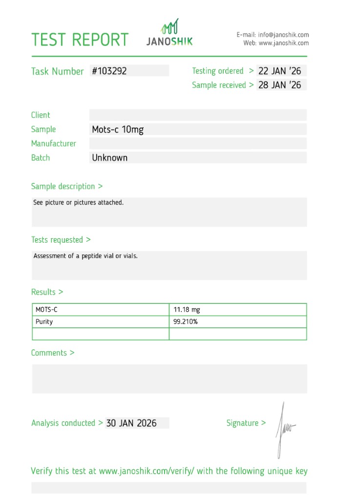 Certificate of Analysis for MOTS-c